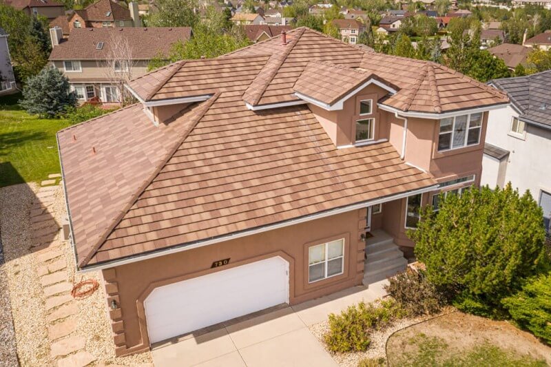 Stucco home with new tile roof