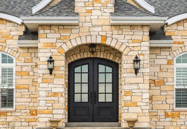 arch doorway on stone home